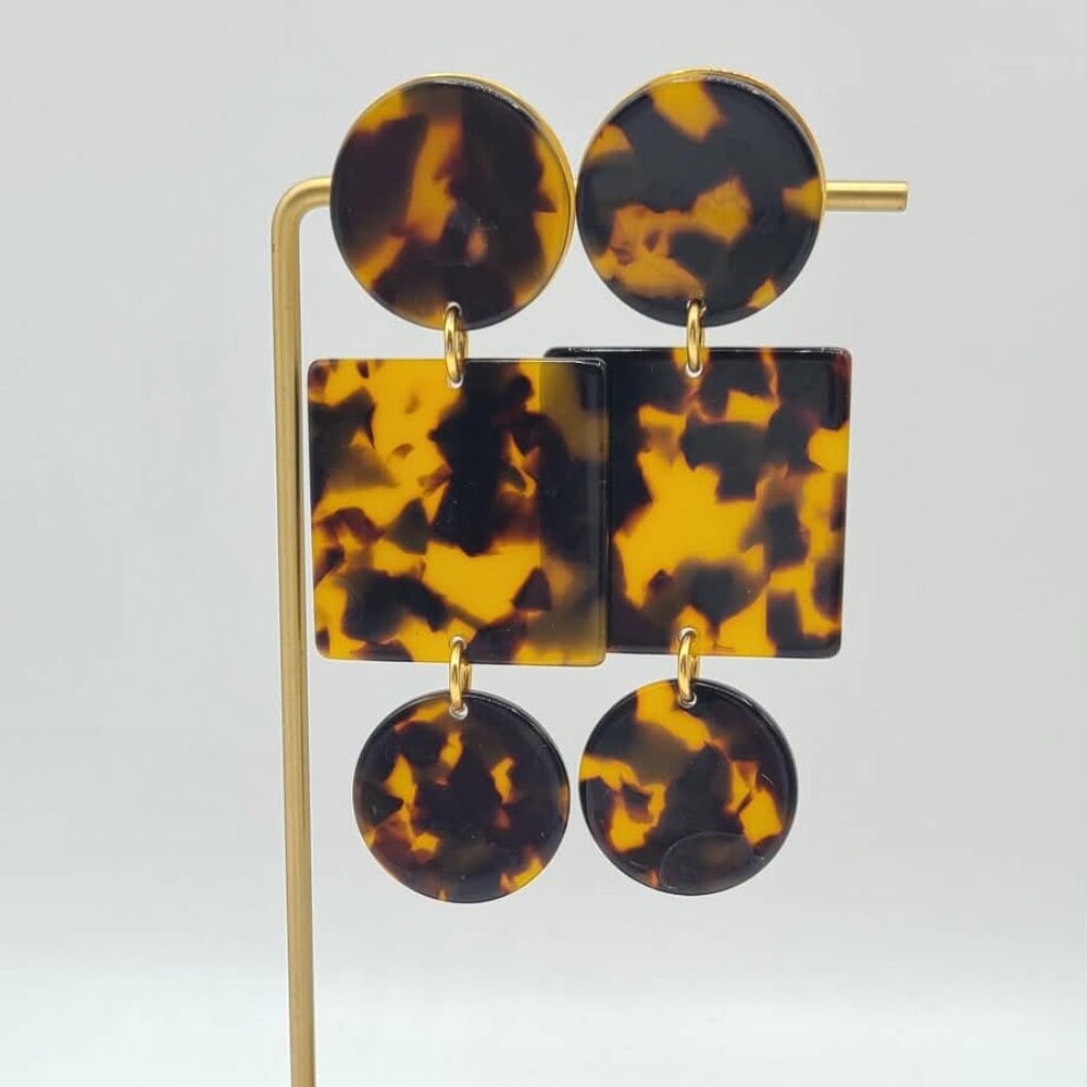 J Crew Geometric Tortoise Statement Earrings - image 4